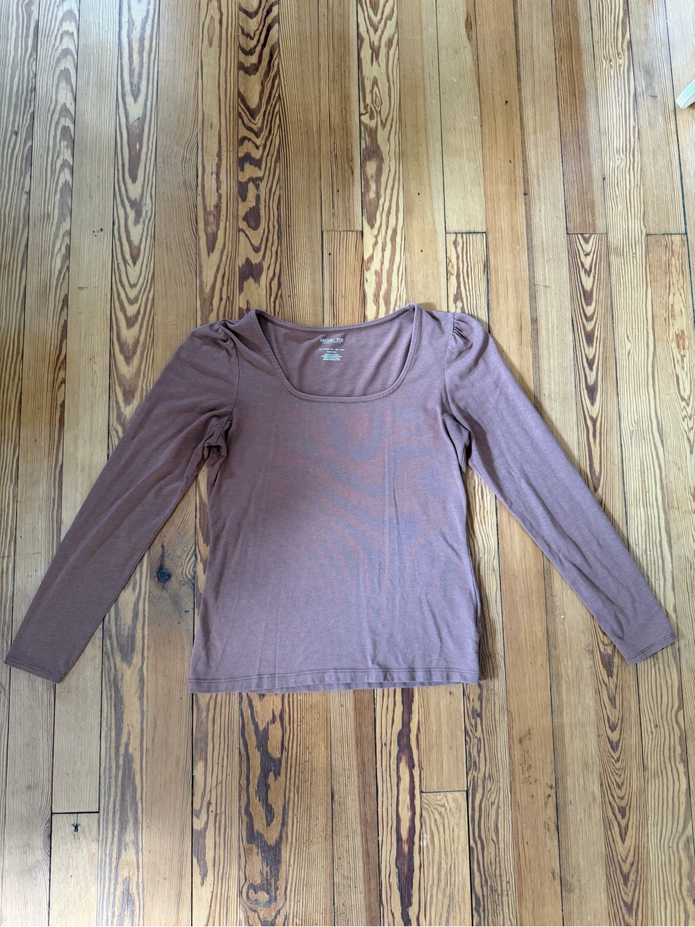 Rachel Zoe Brown Square Neck Long Sleeve Top S